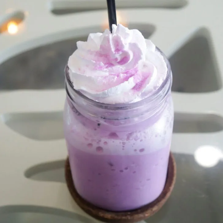 taro smoothie in a glass
