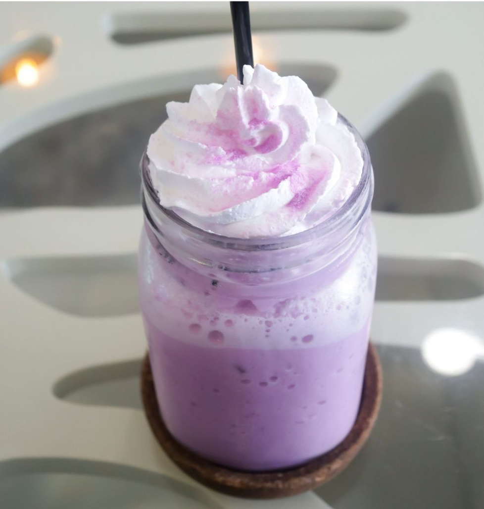 taro smoothie in a glass